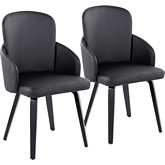 Dahlia Dining Chair in Black Wood, Chrome & Black Leatherette (Set of 2)
